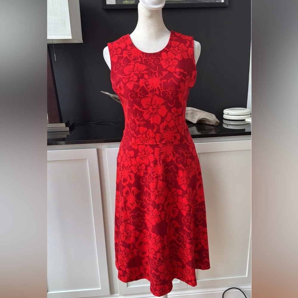 Lands' End Red Sleeveless A-line Midi Dress